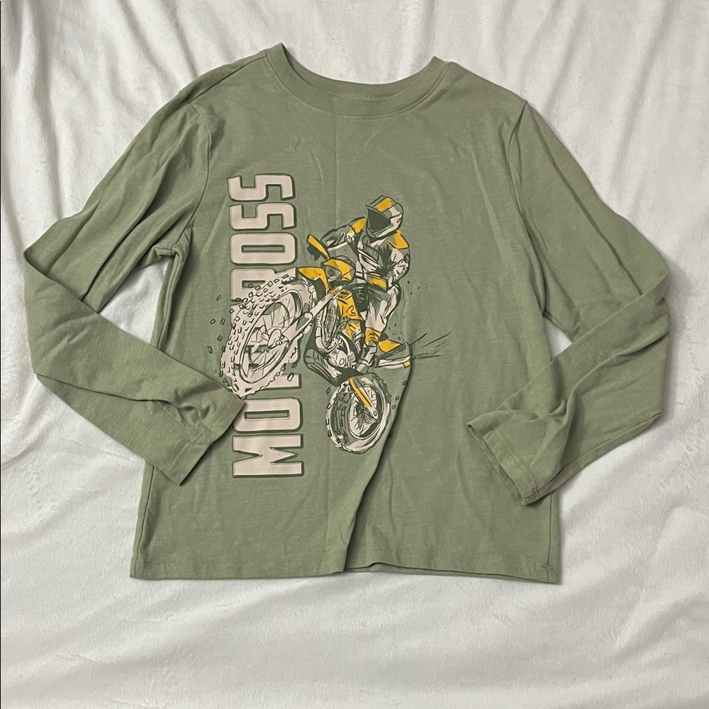 Cat & Jack Sage Green Crewneck Tee with Printed Label